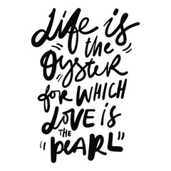 Oyster quote fot  design. Shell illustration.