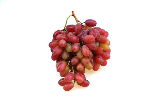 Fresh red grape, juicy, appetizing, white background