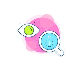 Scrolling screen sign. Research complex icon. Scroll down arrow line icon. Swipe page. Analytics or analysis banner. Scroll down sign. Vector