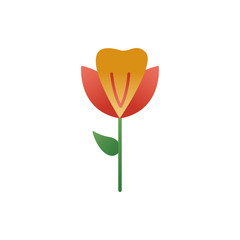 cute flower with leaf spring degradient style icon