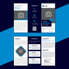 Business trifold brochure, construction trifold brochure, corporate trifold brochure.