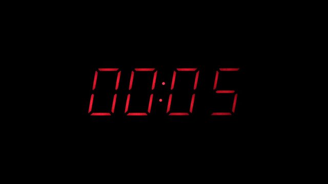 Red Digital Clock Countdown To Zero Slow Zoom In