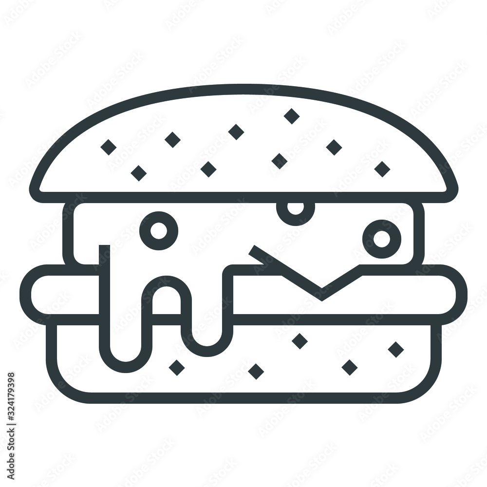 Wall mural Hamburger line icon on white background