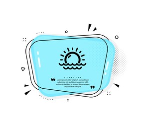 Sunny weather forecast icon. Quote speech bubble. Summer sun sign. Sunset with waves. Quotation marks. Classic sunset icon. Vector