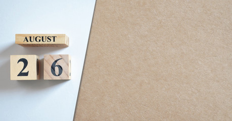 August 26, Empty white - brown background.