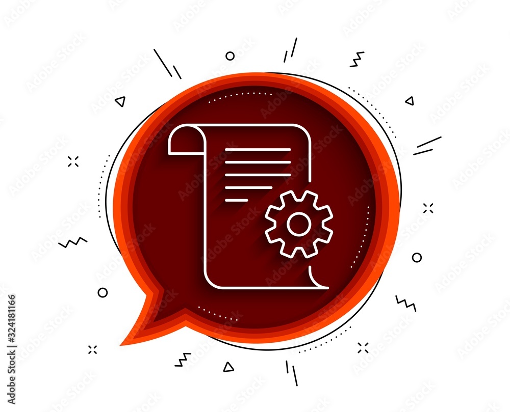 Aufkleber Technical documentation line icon. Chat bubble with shadow. Instruction sign. Thin line technical documentation icon. Vector