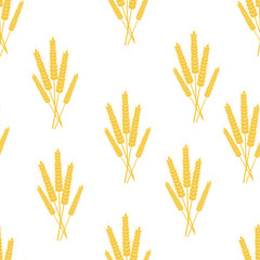 Sheaves of ears of grain crops, wheat, rye. Seamless pattern.