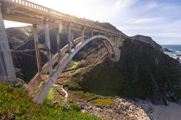 Rocky Creek Bridge at Big Sur State Road, California, United States.