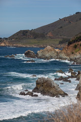 Big Sur highway views along California's coastline, United States.