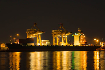 Fototapeta na wymiar Logistics and transportation of Container Cargo ship bangkok, thailand