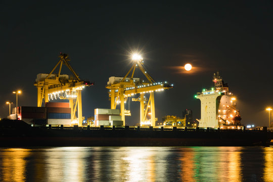 Logistics and transportation of Container Cargo ship bangkok, thailand