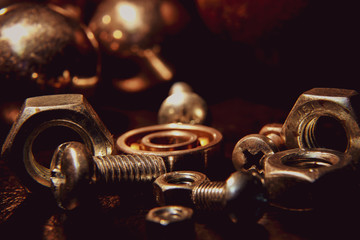 bolts and nuts and other items on the table