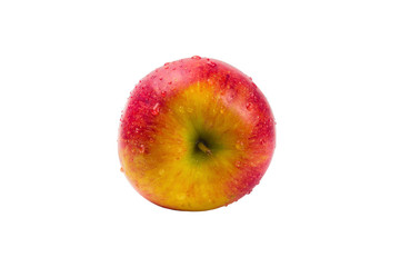 top view of fuji apple fruit isolated on white background with clipping path