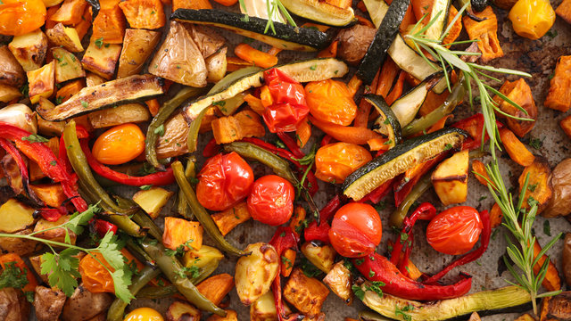 roasted vegetable- baked tomato, bell pepper, zucchini, panais