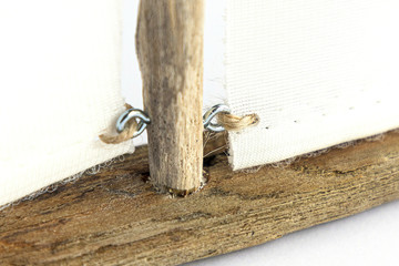 wood-made ship on a white background