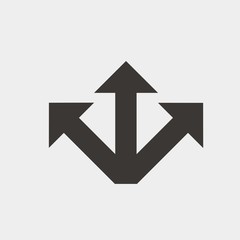 3 way road icon vector illustration and symbol for website and graphic design