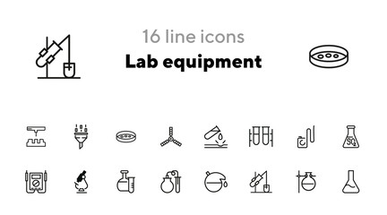 Lab equipment line icon set. Laboratory, beaker, microscope. Chemistry concept. Can be used for topics like science, research, medicine © SurfupVector