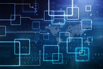 2d illustration Abstract futuristic electronic circuit technology background