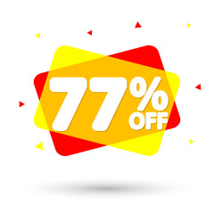 Sale 77% off, bubble banner design template, discount tag, vector illustration