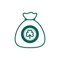 saint patricks day treasure bag with clover leaf line style