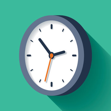 3d Clock Icon In Flat Style, Timer On Color Background. Business Watch. Vector Design Element For You Project