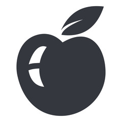 Vector Black Icon - Apple Fruit with a Leaf