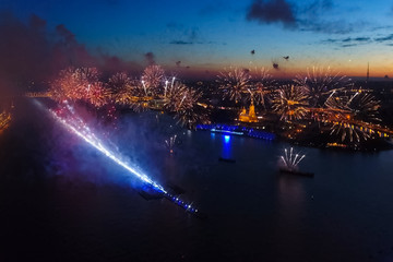 Salute Scarlet Sails. The festive salute is grandiose. Fireworks