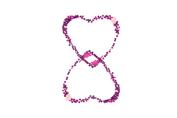  March 8 Women's Day. heart made of caramel woven into number 8