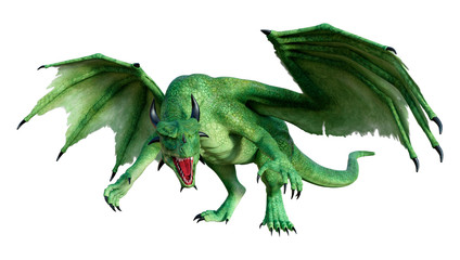 Fototapeta premium 3D Rendering Fairy Tale Dragon on White