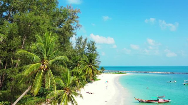 Perfect paradise tropical atoll island with palms and sandy beach. Thailand