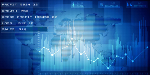 2d rendering Stock market online business concept. business Graph 