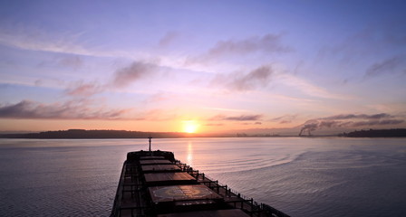 Various panoramic night views of the coastline and Commencement Bay. Sinrise and sunset. Tacoma,...