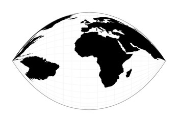 World shape. Craig retroazimuthal projection. Plan world geographical map with graticlue lines. Vector illustration.