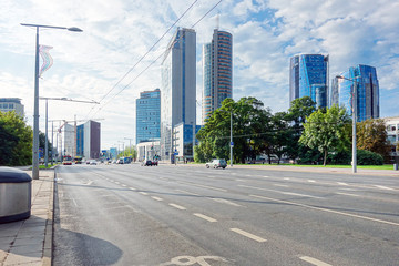 Fototapeta na wymiar VILNIUS, LITHUANIA - September 2, 2017: view of modern Buildings around Vilnius, Lithuanian