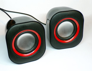 Audio speakers isolated on a white background. Speakers with speakers for your computer. Listen to...