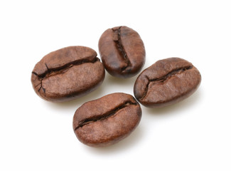 coffee beans isolated on the white background.