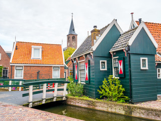 Bridge over canal to Doolhof in Volendam, Noord-Holland, Netherlands