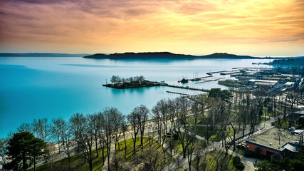 Balatonfüred in cloudy sunset