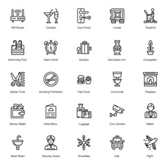  Hotel Accessories Line Icons Pack 
