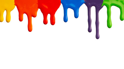 Advertisement of paint colors, colorful acrylic paint dripping