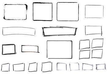 Sammlung von handgemalten schwarzen Rahmen