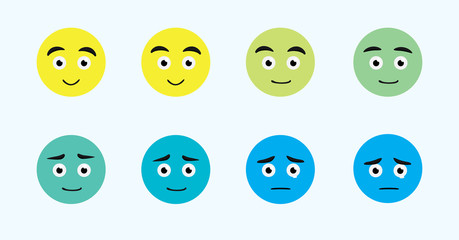 Emoji Face Changes Animation Sad Cartoon Character Vector Illustration