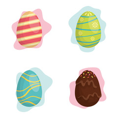 happy easter celebration card with set eggs painted
