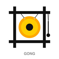 gong  flat icon on white transparent background. You can be used black ant icon for several purposes.