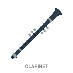 clarinet flat icon on white transparent background. You can be used black ant icon for several purposes.