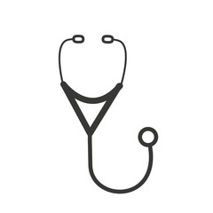 Thin line Black and white stethoscope minimalist flat illustration for banners, ads, homepage design