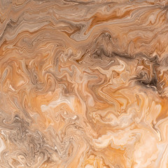 Brown pattern of acrylic color splashing on white