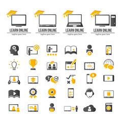  E-Learning, education. Collection of e-learning related icons