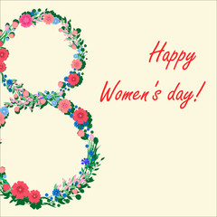 Postcard March 8. March 8 is International Women's Day. Vector illustration. - 324208106