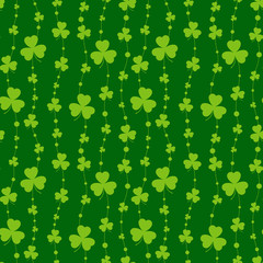 Pattern with green clover. Seamless pattern.